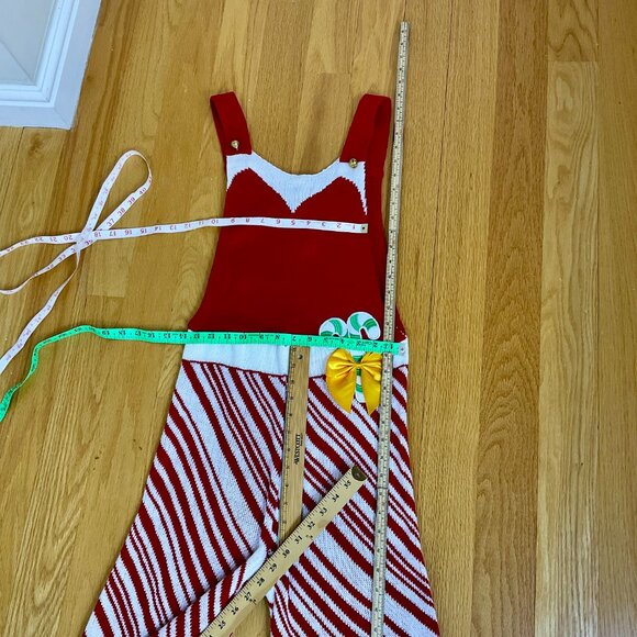 Christmas Overalls Knit Red White Stripe Wide Leg (S) NWT - Picture 8 of 9